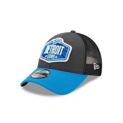 Grey Detroit Lions Hat - New Era NFL NFL Draft 9FORTY Adjustable Caps USA6901352